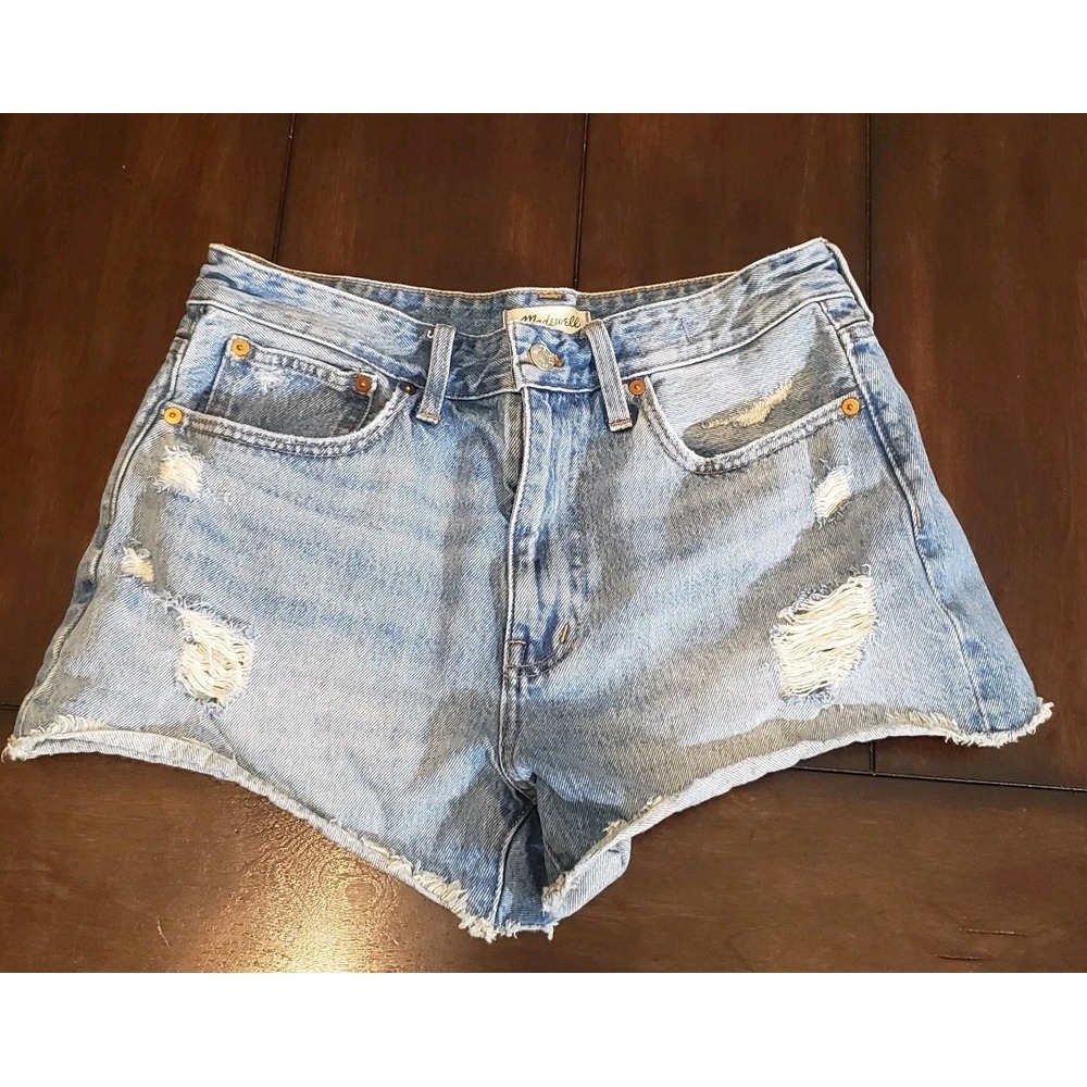 Madewell Relaxed Denim Shorts Women's Size 28 Distressed Blue